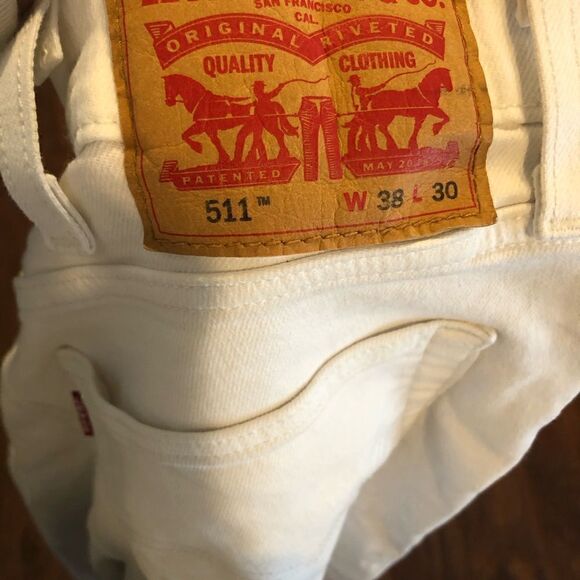 LEVI’S STRAUSS & Co white denim jeans womens w38 L30 511 style - Picture 2 of 10